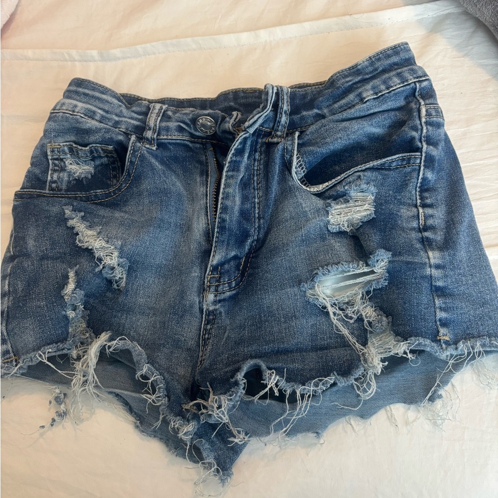 Distressed Denim Shorts